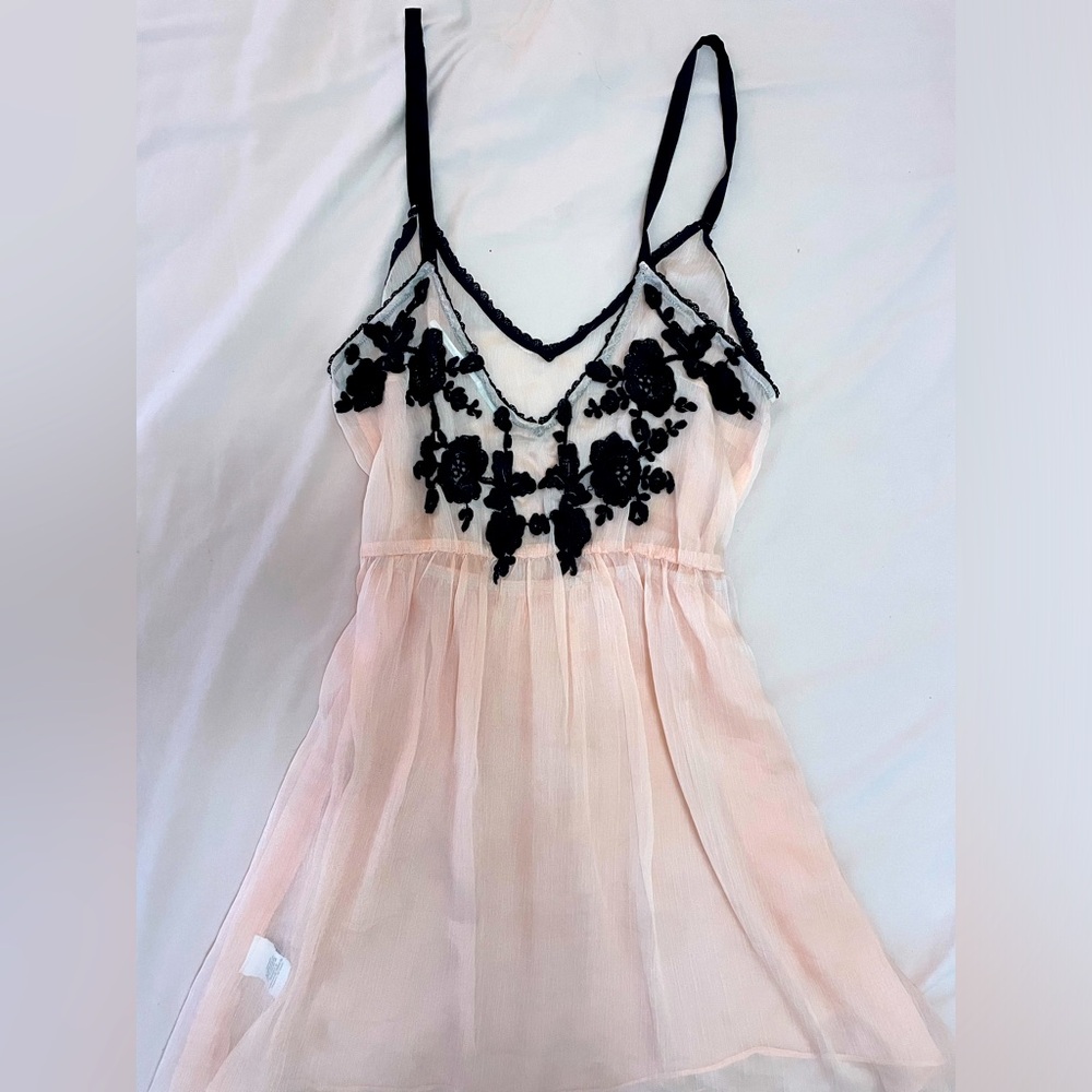 Kimchi blue pink blush chiffon embroidered slip